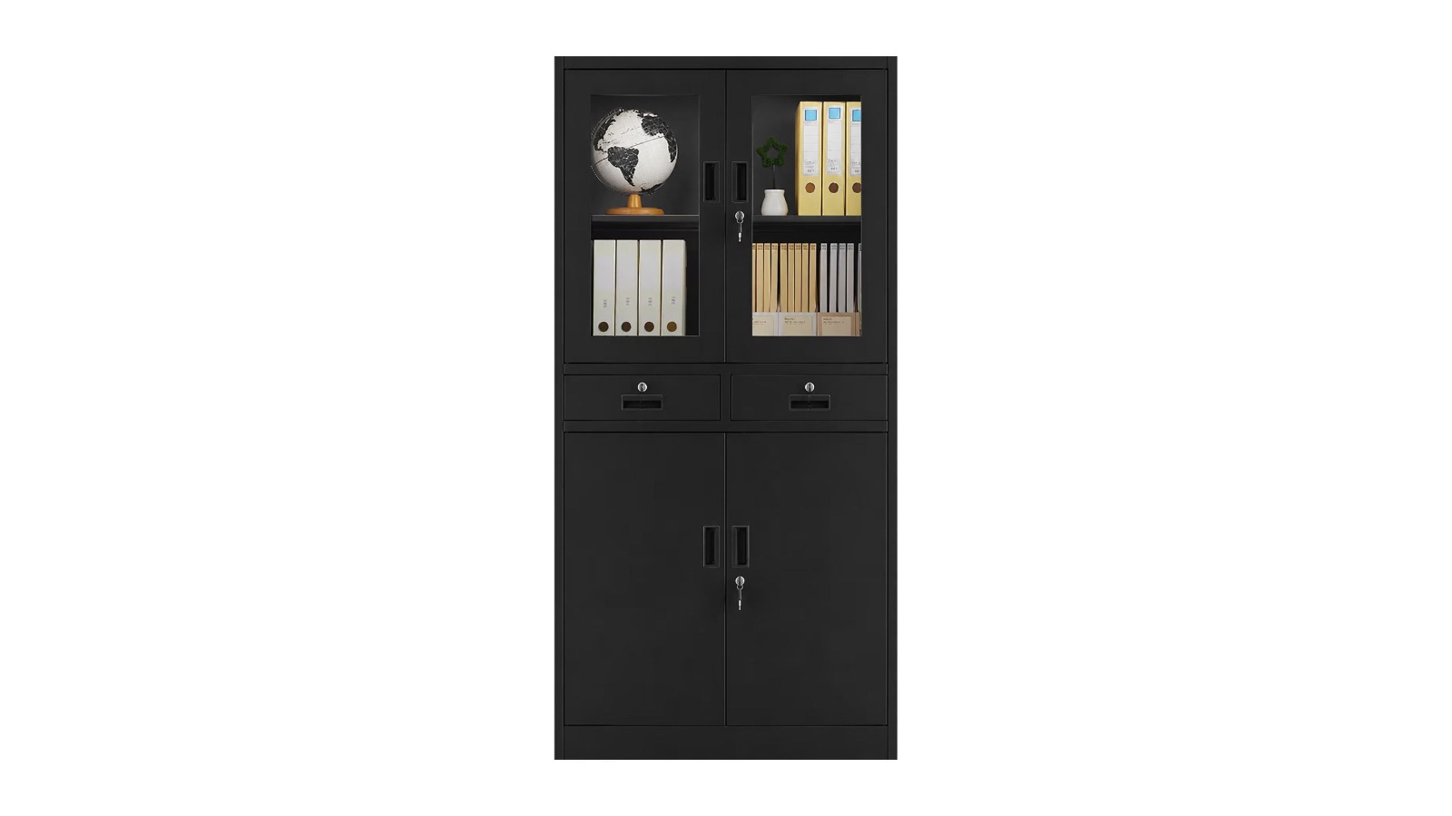 185cm Lockable Steel Filing Office Cupboard Storage Cabinet with 2-Drawer