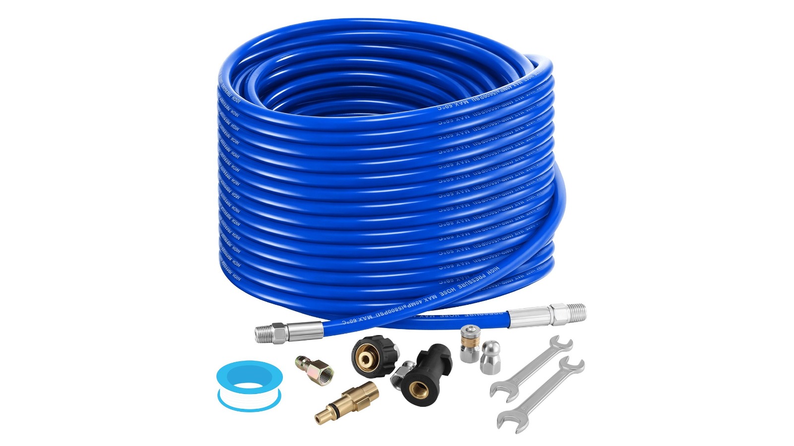 30m Sewer Jetter Hose 5800 PSI Drain Cleaning Kit with Quick Connect and Nozzle
