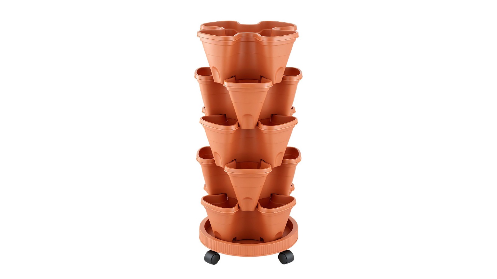5-Tier Stackable Vertical Planter Tower with Wheel