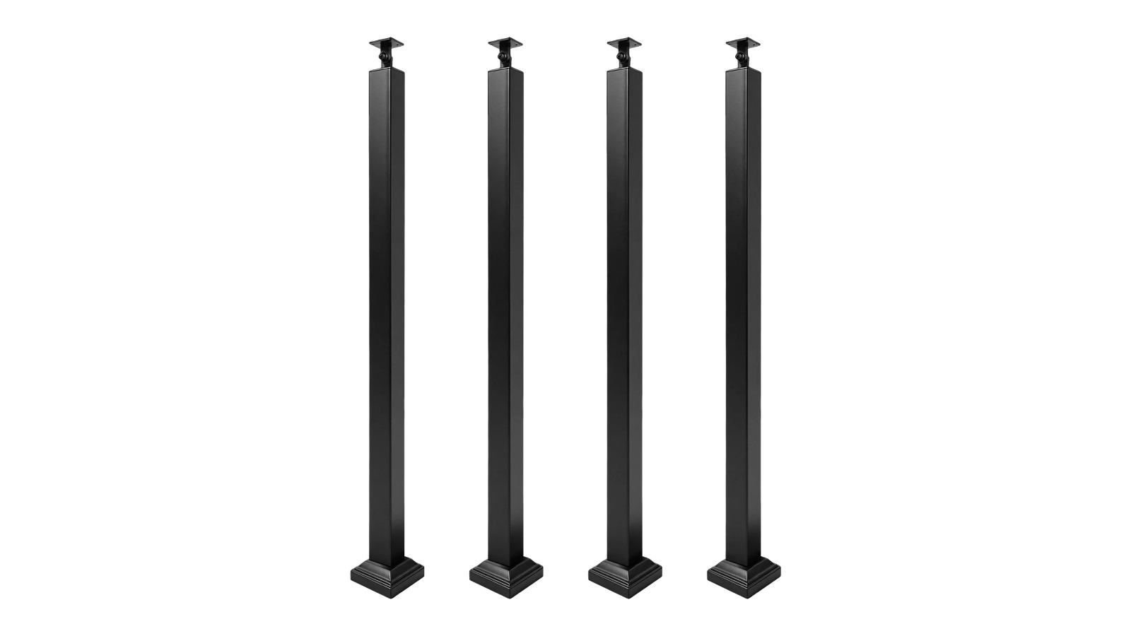 4 Piece Black Metal Stair Handrail Post