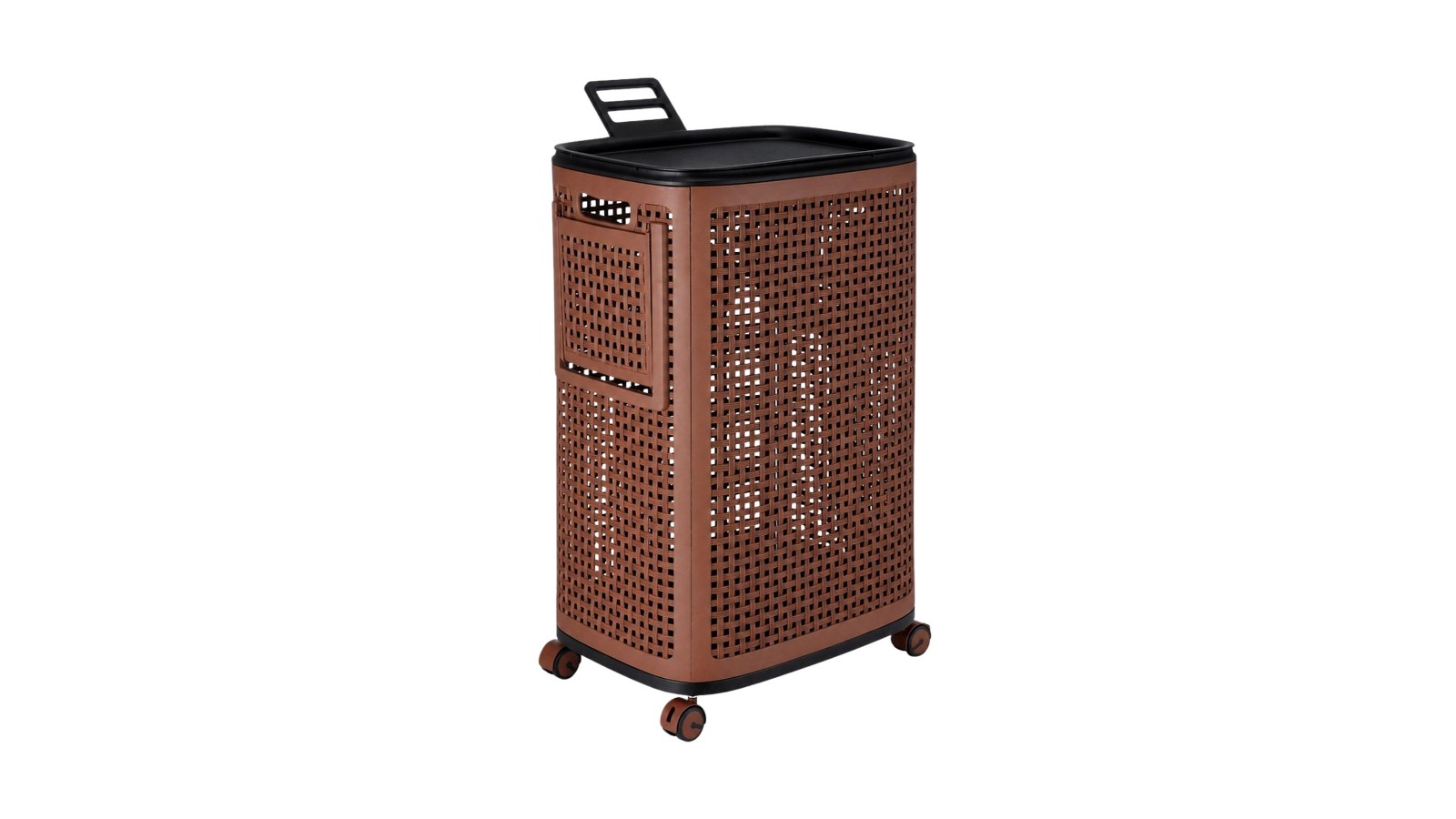 Dr Fussy 85L Plastic Laundry Basket Hamper with Wheels,Lid and Sorting Compartment