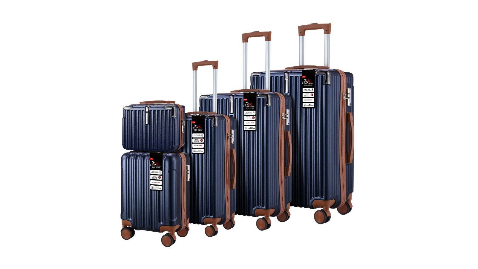 Buon Viaggio 5 Piece Hard Case Carry-On Luggage Suitcase with TSA Lock and Front Hook