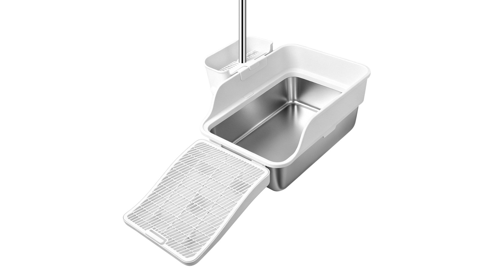 Pet Scene X-Large Stainless Steel Cat Litter Box with Long Handle Scoop