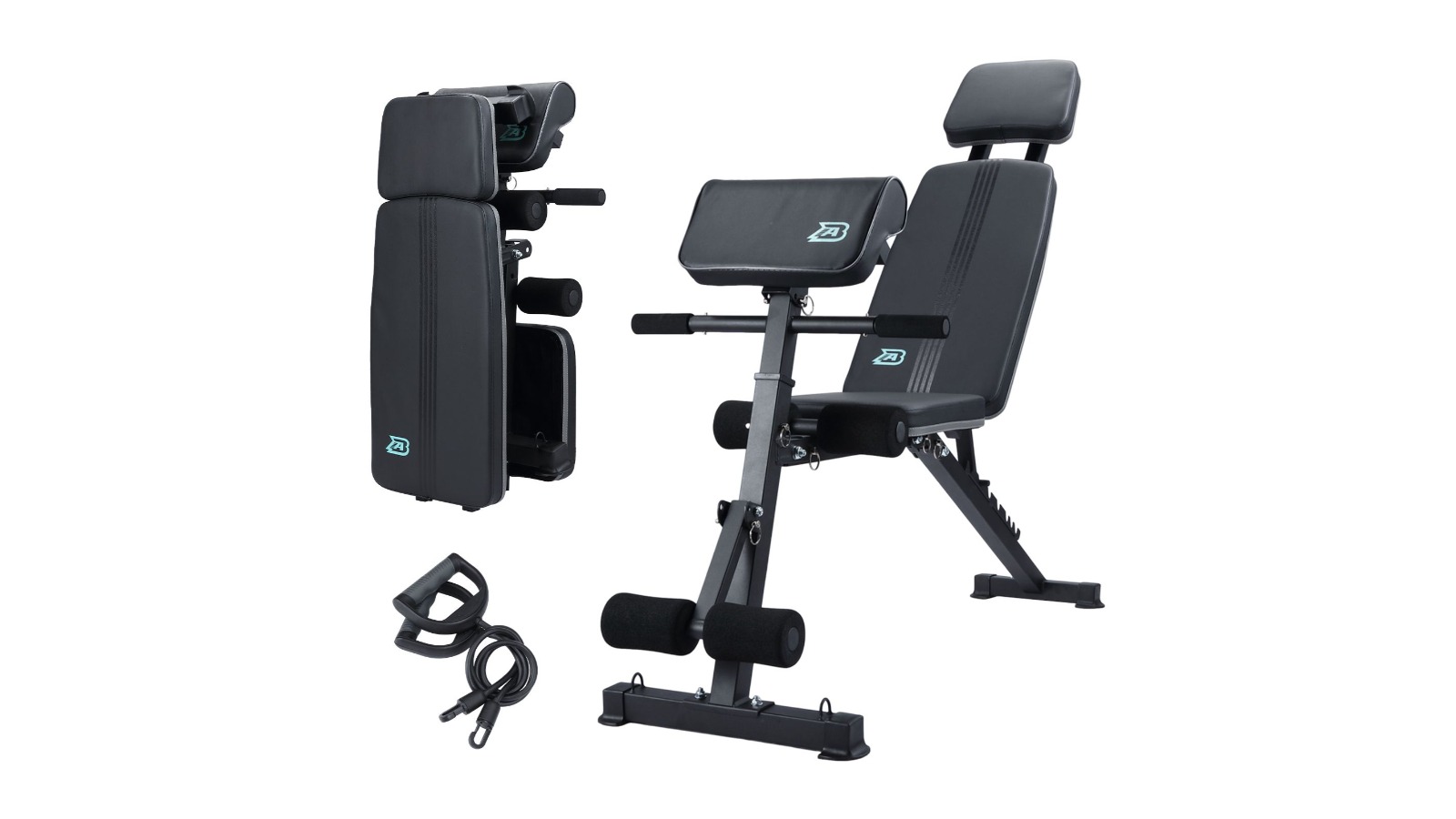 450kg Adjustable Weight Bench with Preacher Curl Pad Resistance Band
