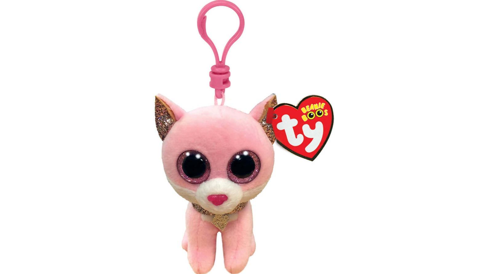 Beanie Boos Clip on Fiona Pink Cat - 10cm