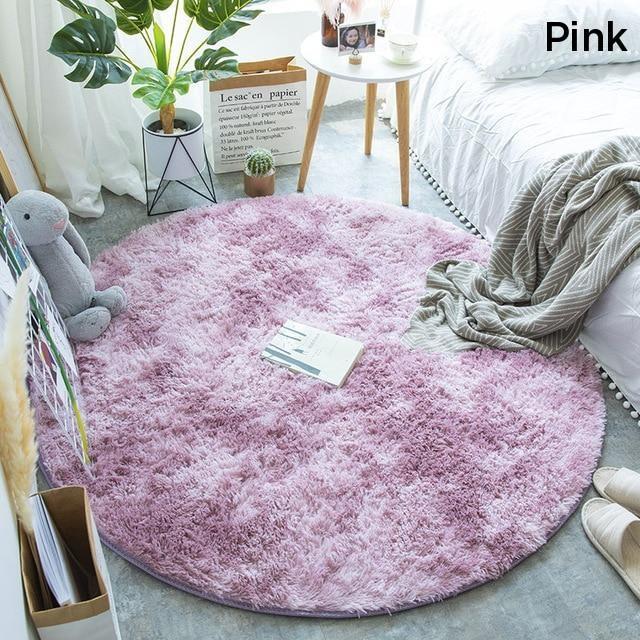 HOD Black Fluffy Faux Fur Round Rug 120 x 120cm Harvey Norman
