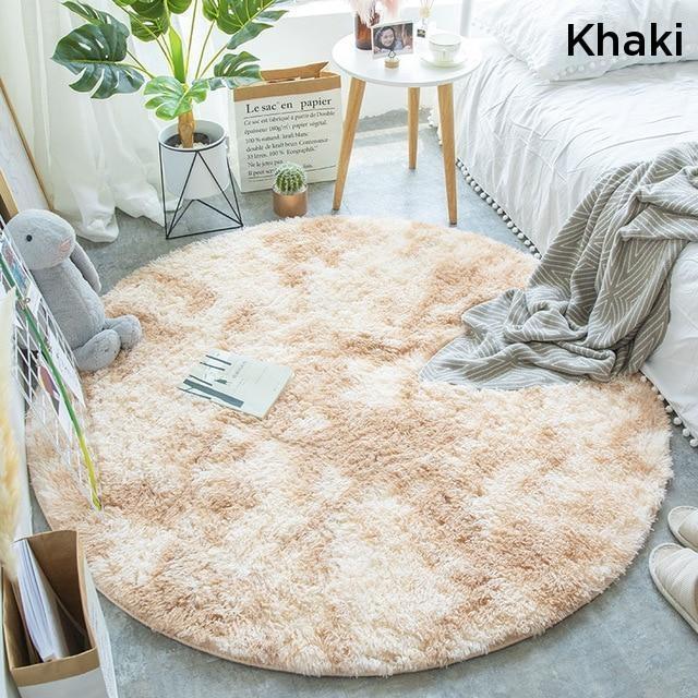 HOD Black Fluffy Faux Fur Round Rug 120 x 120cm Harvey Norman