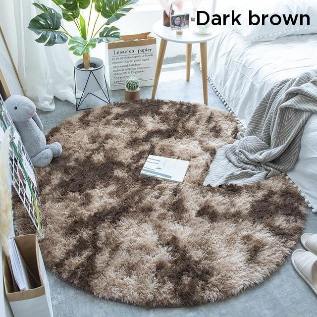 HOD Black Fluffy Faux Fur Round Rug 120 x 120cm Harvey Norman