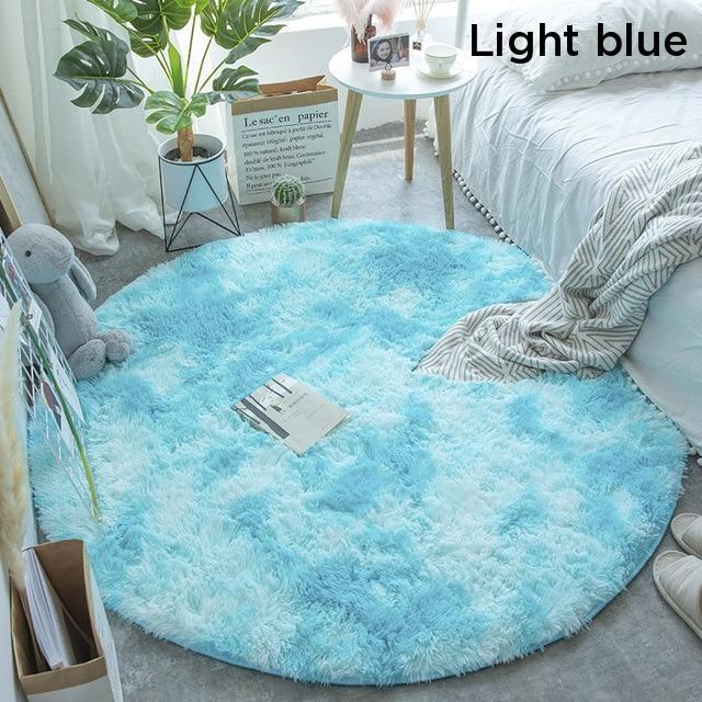 HOD Black Fluffy Faux Fur Round Rug 120 x 120cm Harvey Norman
