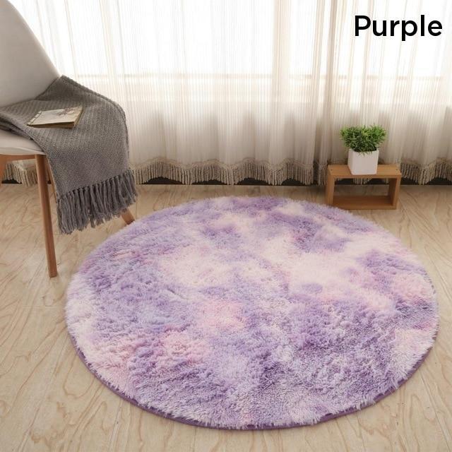 HOD Black Fluffy Faux Fur Round Rug 120 x 120cm Harvey Norman