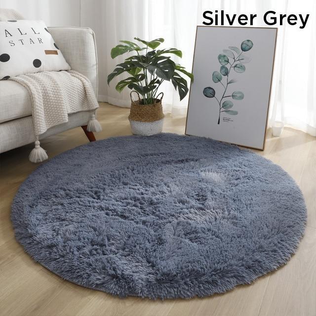 HOD Black Fluffy Faux Fur Round Rug 120 x 120cm Harvey Norman