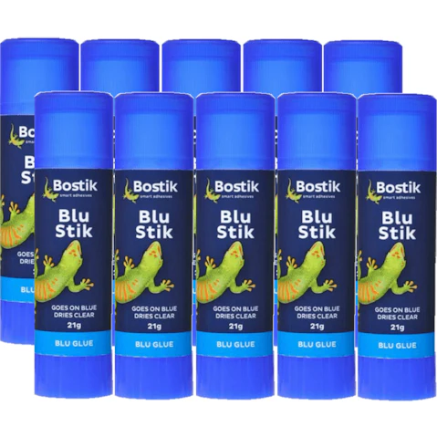 Bostik Pack of 10 Blu Glue Stick - 35g