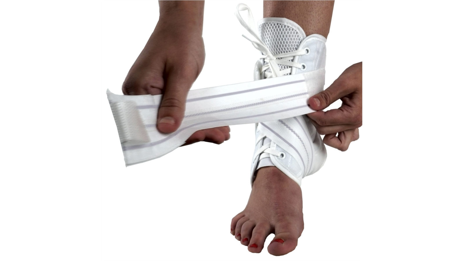 Bodyassist White Sport Lock Lace Up Ankle Guard - Medium