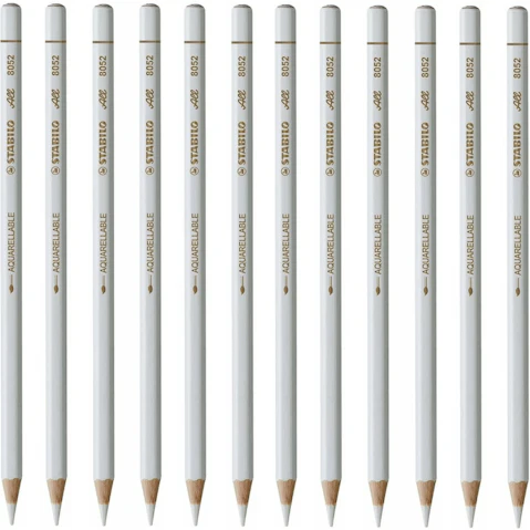 Stabilo 8052 All White Aquarellable Pencil - 12 Piece
