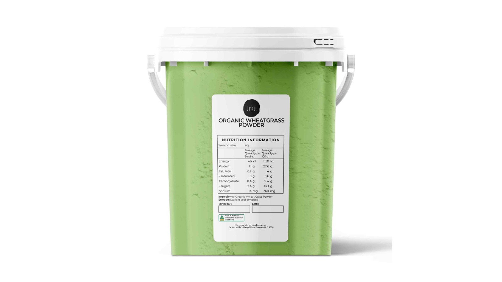 Orku Organic Wheatgrass Powder Tub - 400g 
