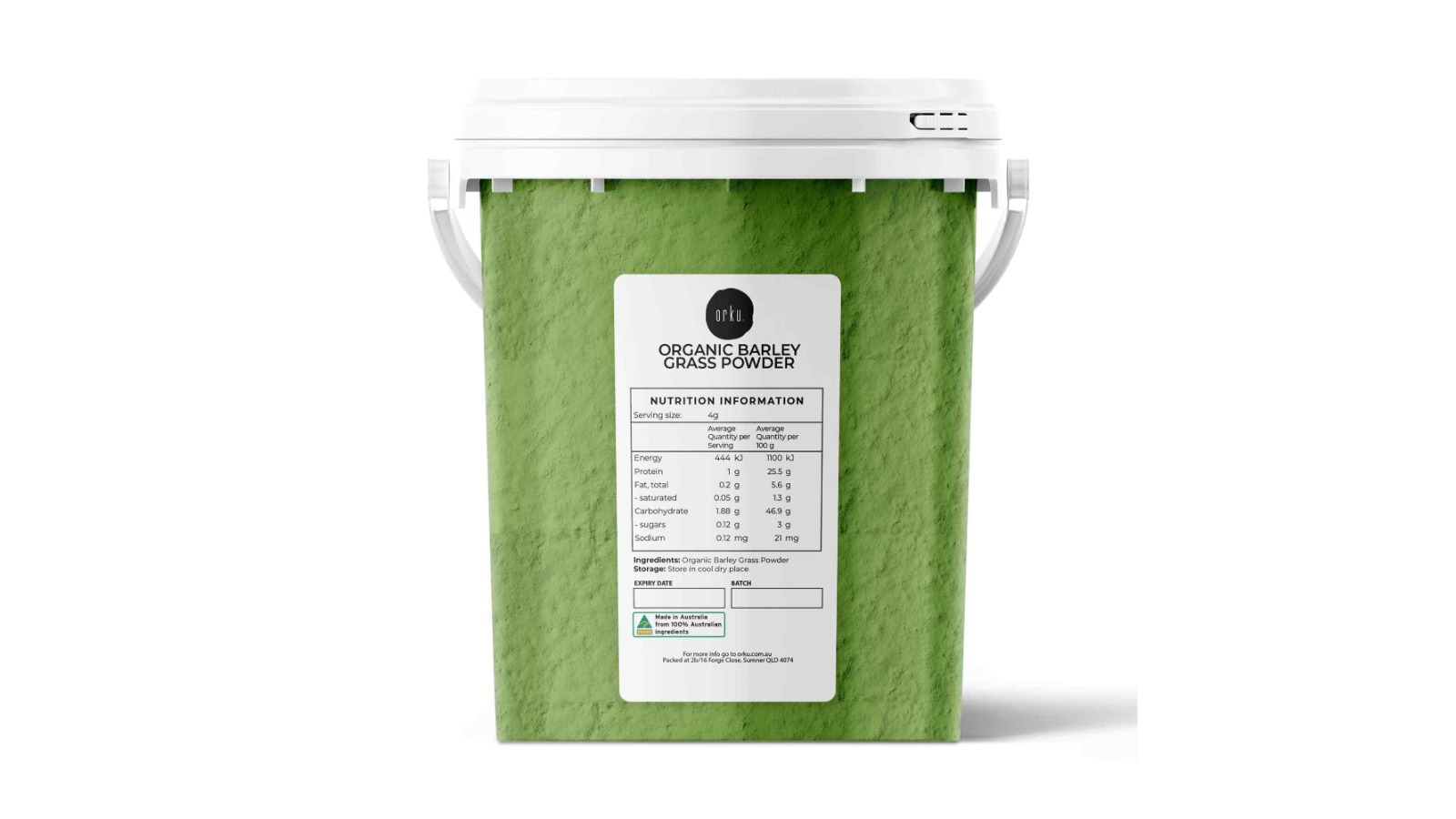 Orku Organic Barley Grass Supplement Powder Bucket - 400g 