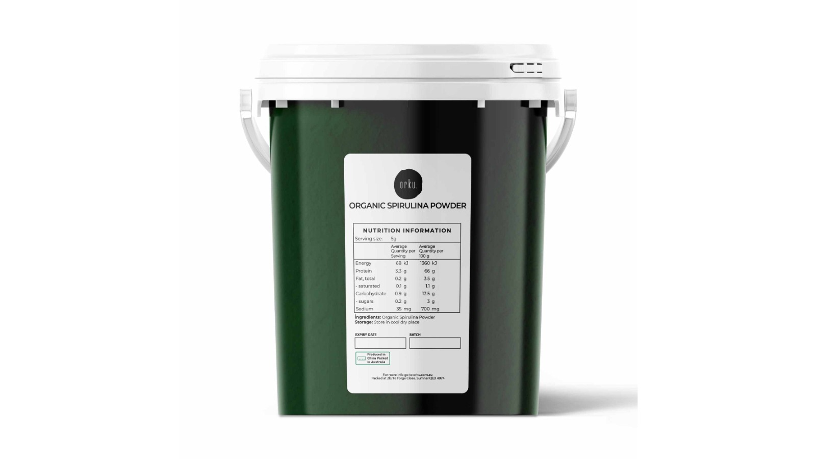 Orku Organic Spirulina Supplement Powder Tub - 700g 