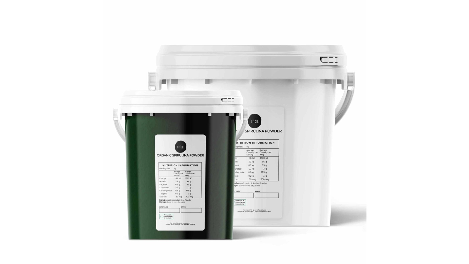 Orku Organic Spirulina Supplement Powder Tub