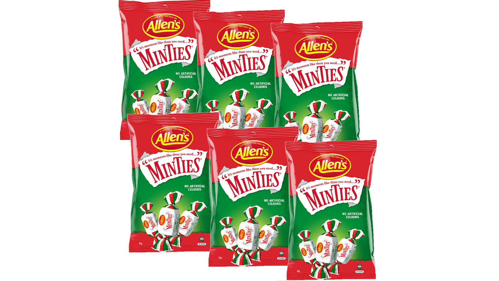 Allens Pack of 6 Minties 1kg Bulk Pack