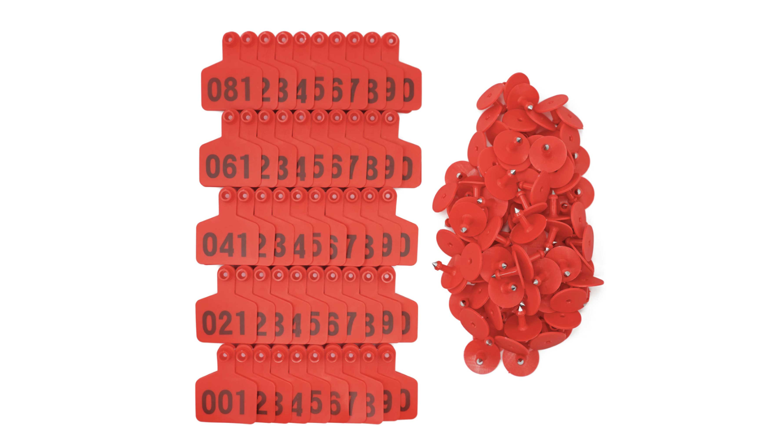 Rooster Farms 1-100 Red Cattle Number Ear Tag Set - 6 x 7cm