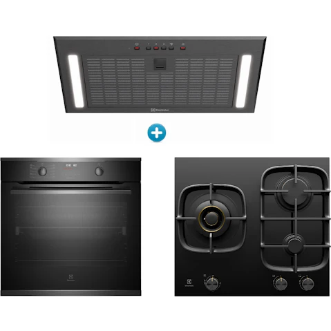 Electrolux 600mm UltimateTaste 500 Multifunction Pyrolytic Oven with 3 Burner Gas Cooktop and Integrated Rangehood