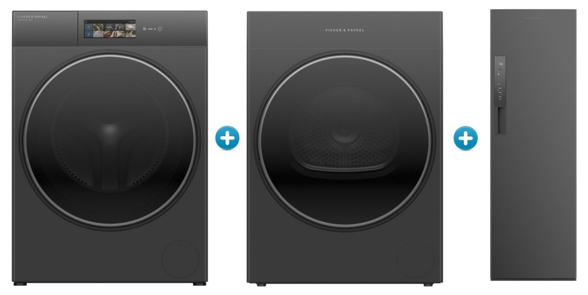Fisher & Paykel 10kg Series 11 Contemporary Display-Free Heat Pump Dryer plus 10kg Contemporary Heat Pump Dryer with Fabric Care Cabinet Package