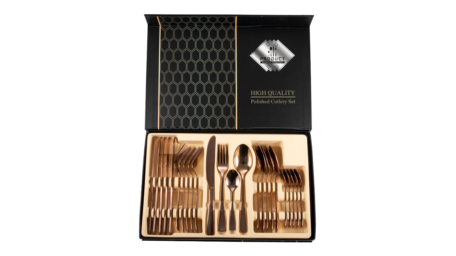 24 Piece Stainless Steel Cutlery Set with Gift Box - Rose Gold