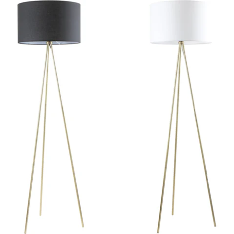 CLA Lighting Jambes Drum Shade Floor Lamp with Antique Brass Tripod