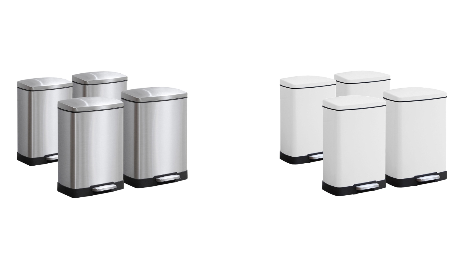 Soga 4 Piece Stainless Steel Foot Pedal 12 Litre Trash Bin