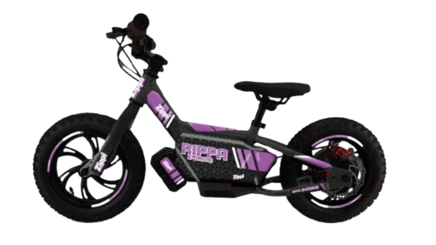 Zippi Electric Rippa 12 E-Drive Kids Balance E-bike - Purple