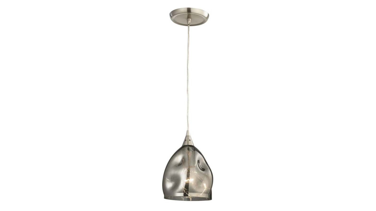 Ordito Abstract Chrome with Dimpled Ellipse Glass Pendant Light - Black