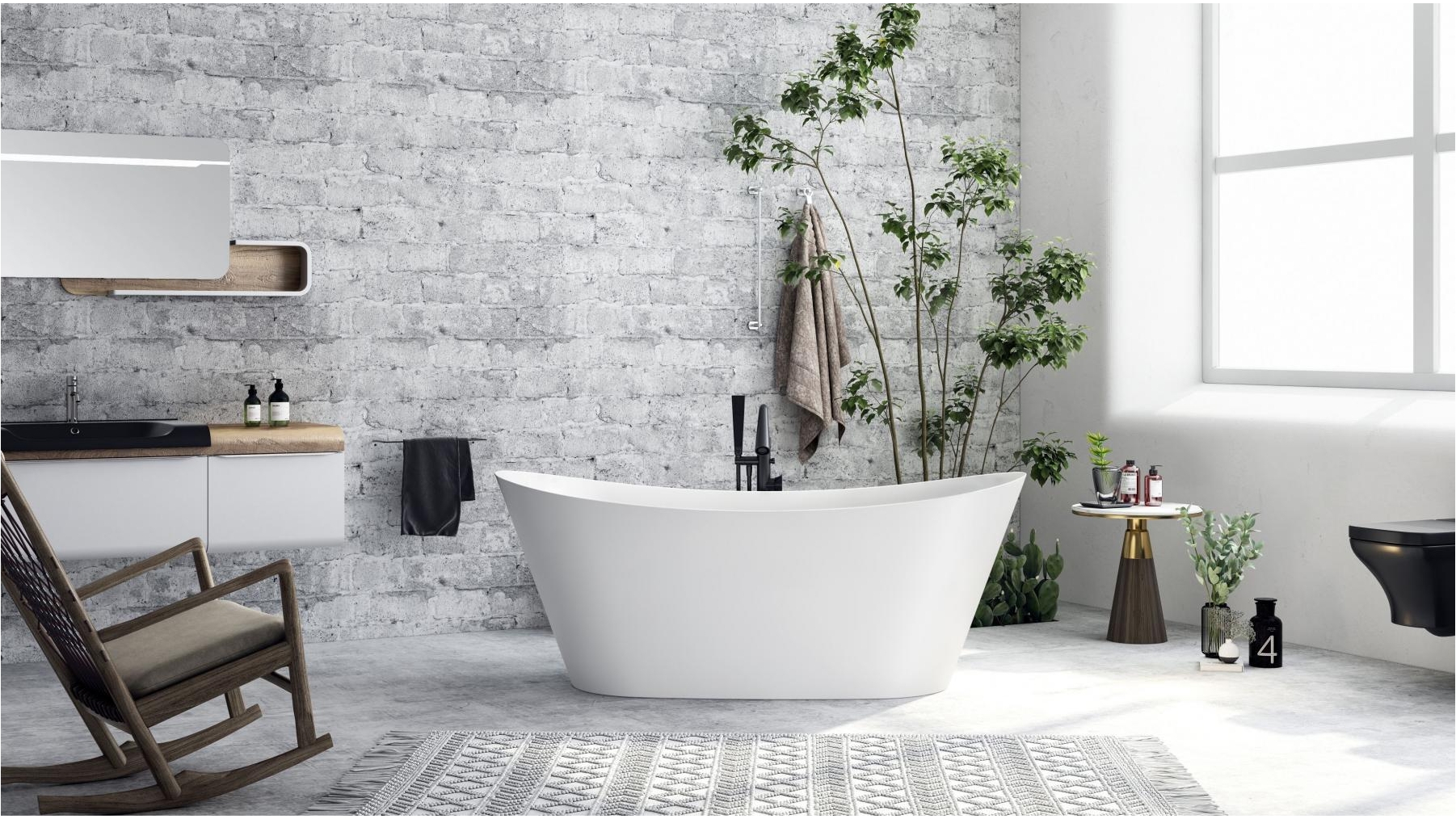 Studio 1 Indulgence Silk 1700mm Thin Edge Freestanding Bath - Matte White