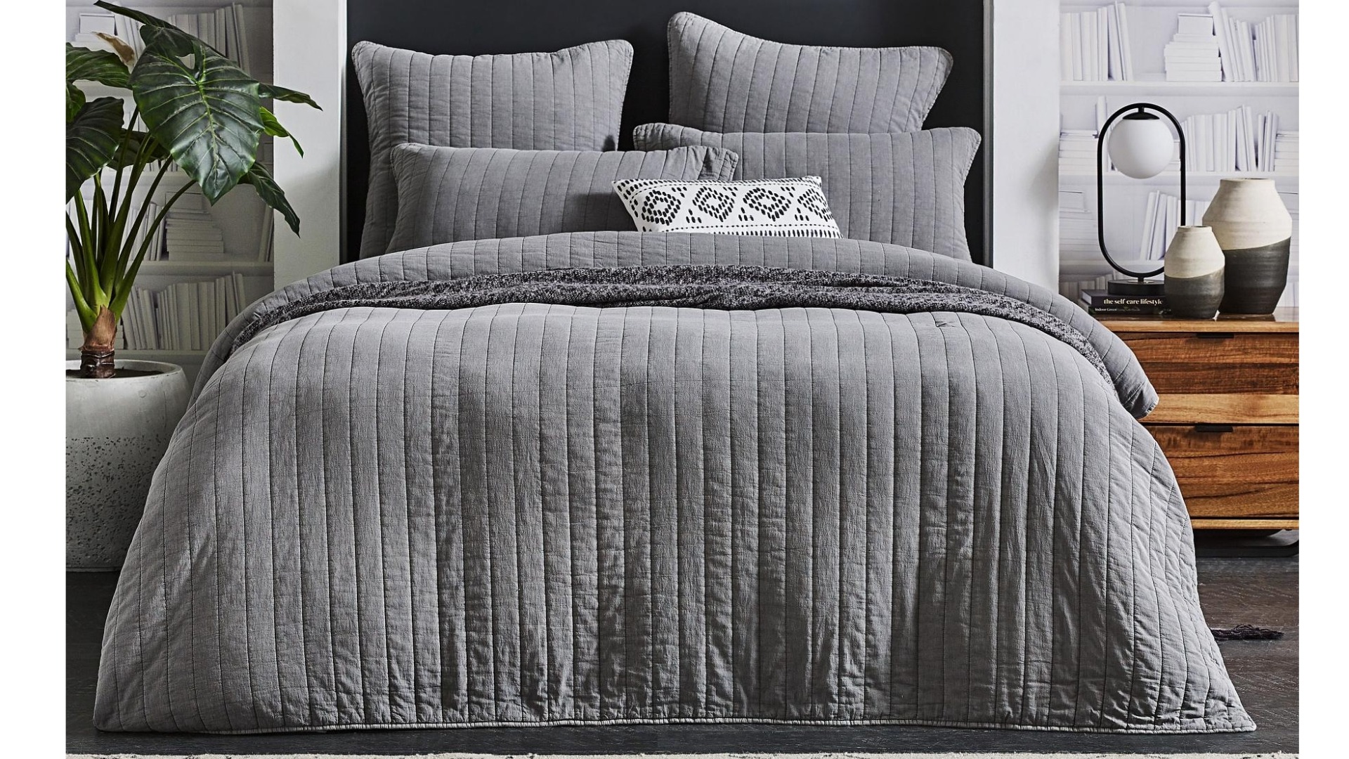 L'Avenue Bondi Quilted Slate Quilt Cover Set Harvey Norman