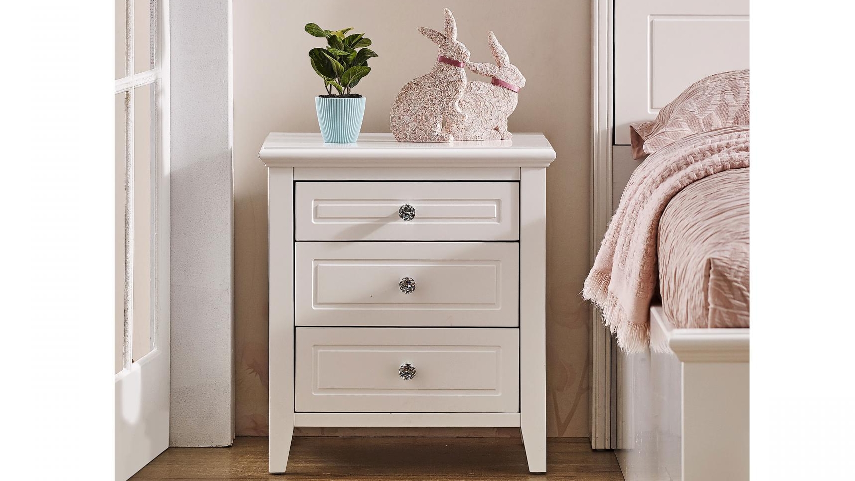 Viola 3-Drawer Bedside Table