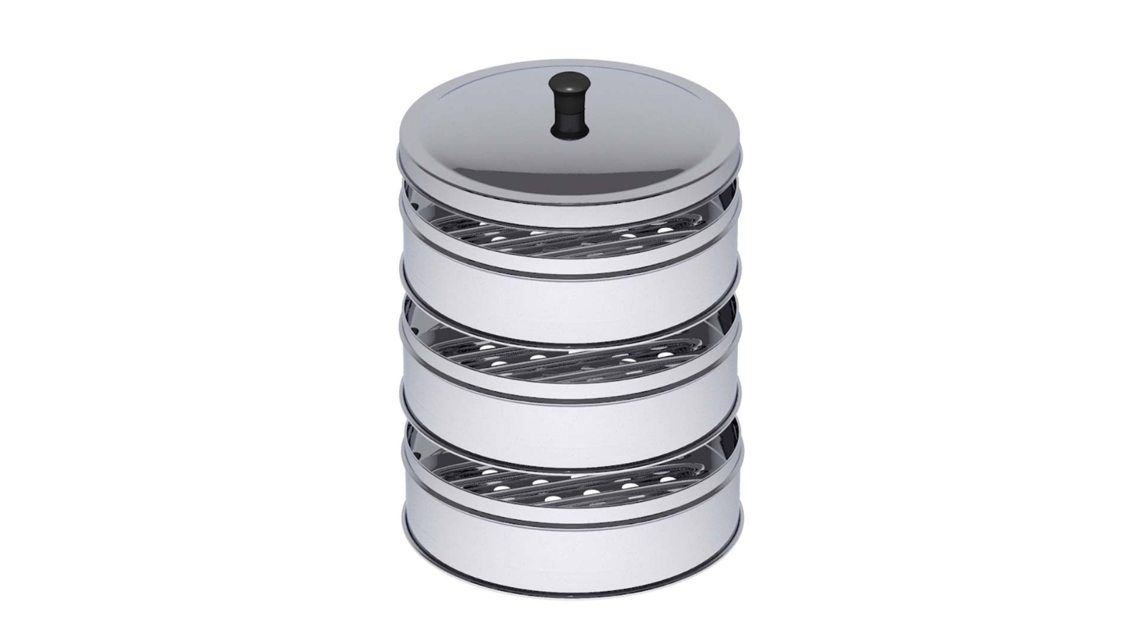SOGA 3 Tier Stainless Steel Steamers with Lid - 25cm
