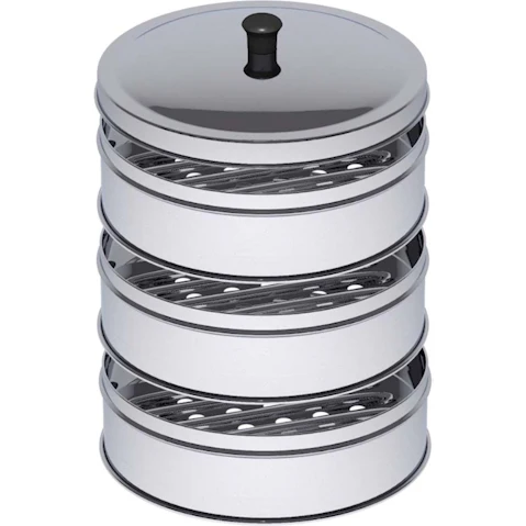 SOGA 3 Tier Stainless Steel Steamers with Lid - 25cm