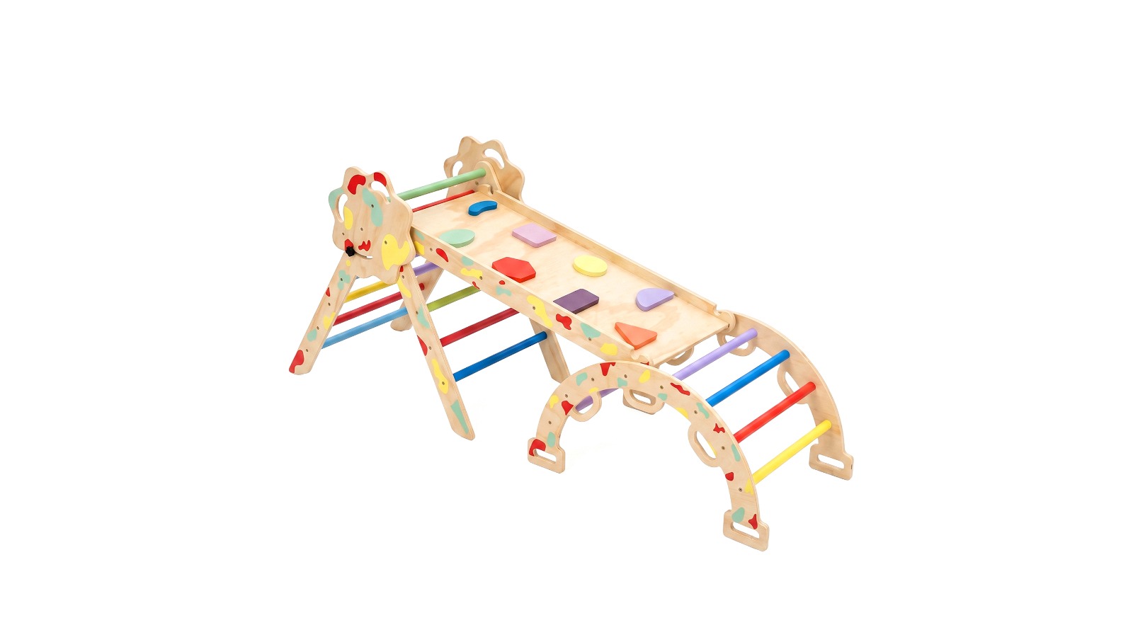 Advwin 8-in-1 Wooden Baby Climbing Frame - Rainbow