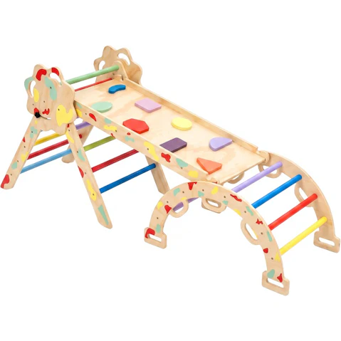 Advwin 8-in-1 Wooden Baby Climbing Frame - Rainbow