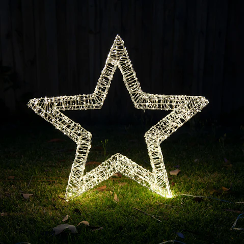 Hisen Warm White 3D Frame 1200 LED Star - 50cm