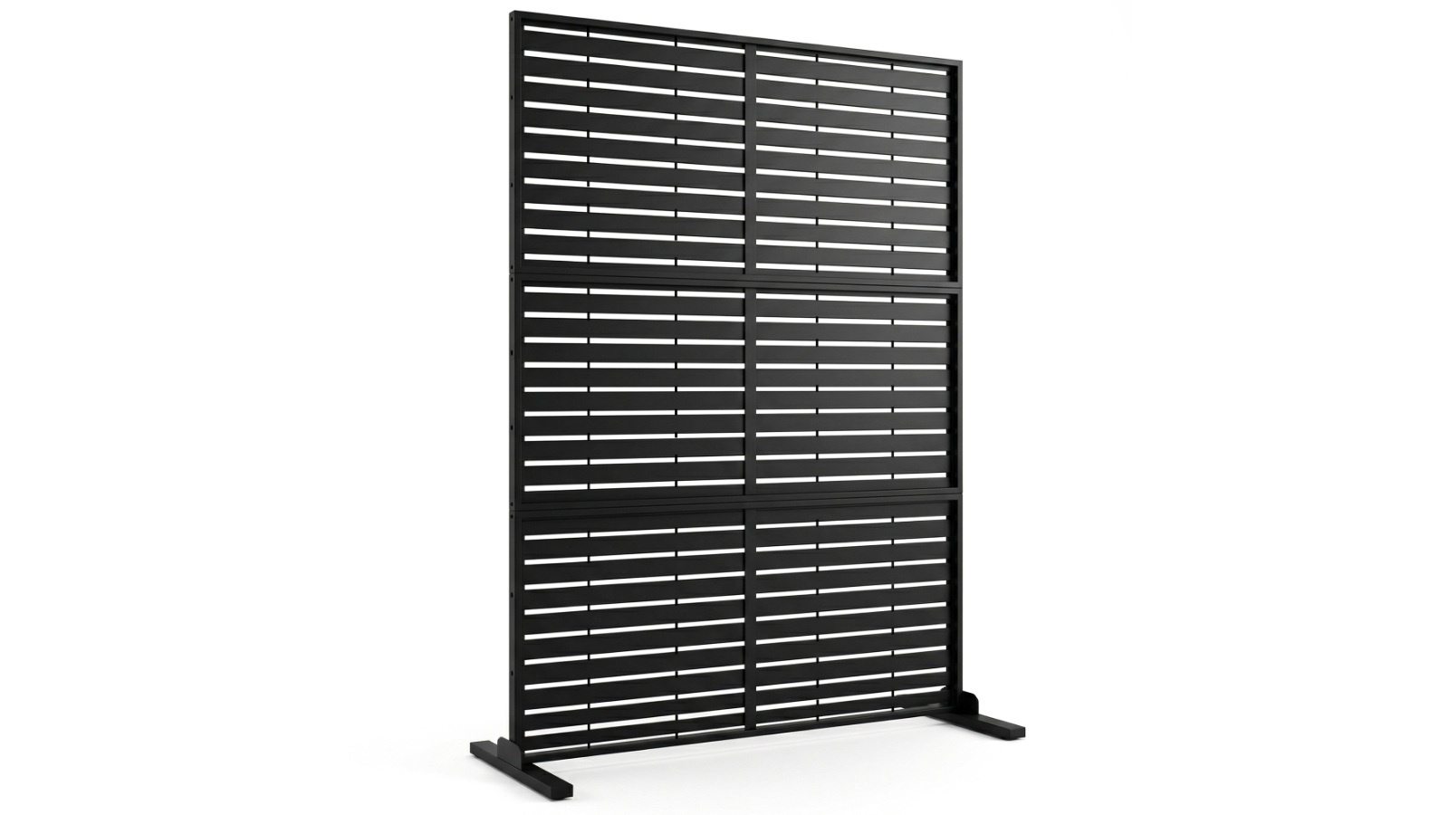 Advwin 118 x 180cm 3-Panel Metal Outdoor Freestanding Fence - Black