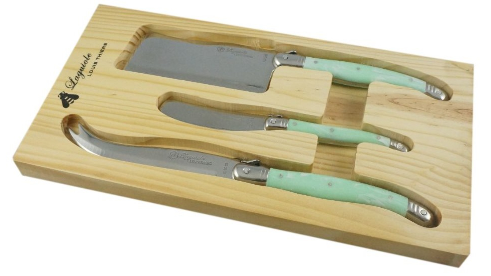 Laguiole by Louis Thiers 3 Piece Cheese Knives Set - Marble Green