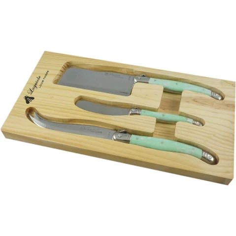 Laguiole by Louis Thiers 3 Piece Cheese Knives Set - Marble Green