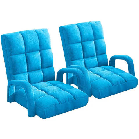 Soga 2X Floor Recliner Lazy Chair with Armrest - Blue