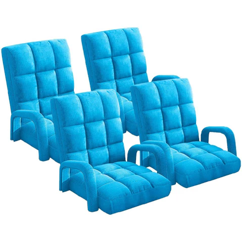 Soga 4X Floor Recliner Lazy Chair with Armrest - Blue