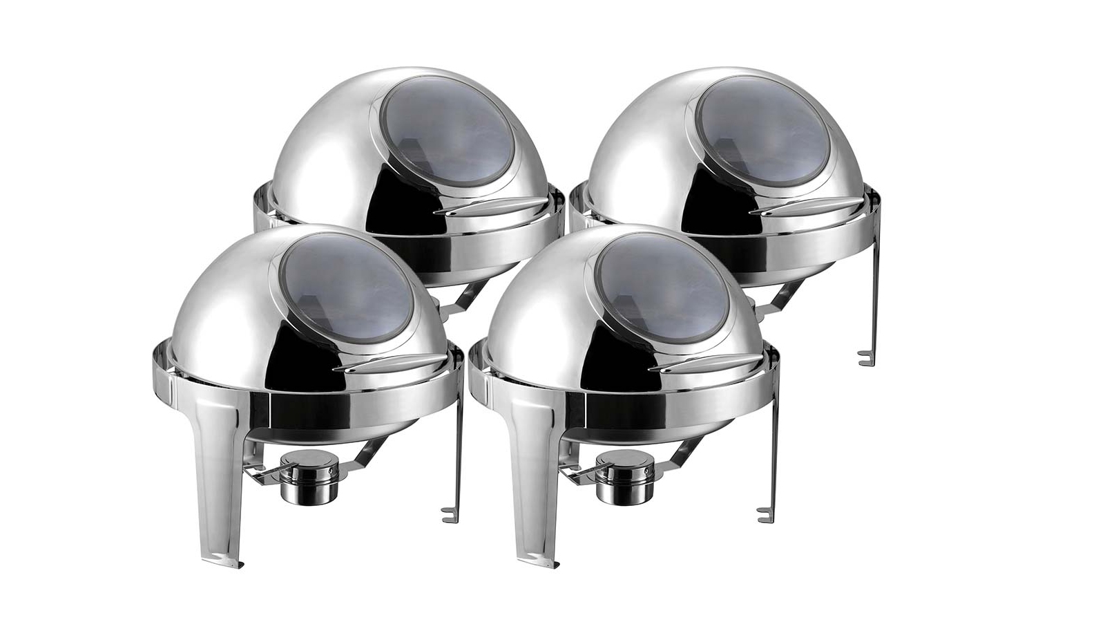 SOGA 4X 6L Round Chafing Stainless Steel Food Warmer with Glass Roll Top
