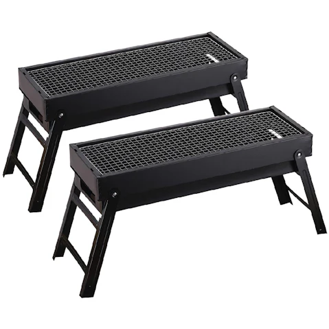 SOGA 2X 60cm Portable Folding Thick Box-type Charcoal Grill for Outdoor BBQ Camping