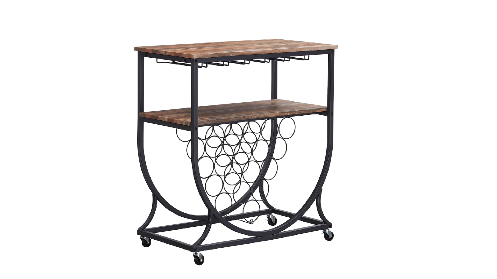 iHomDec Industrial Style Wine Rack Cart with Glass Holder Vintage