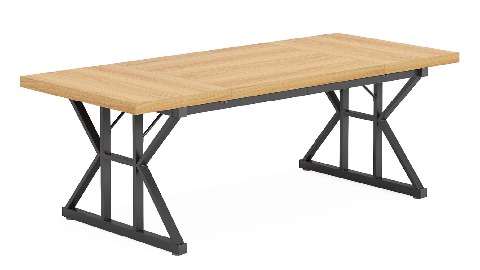 Oakory 180cm Office Desk with Light Walnut Top and Black X Frame