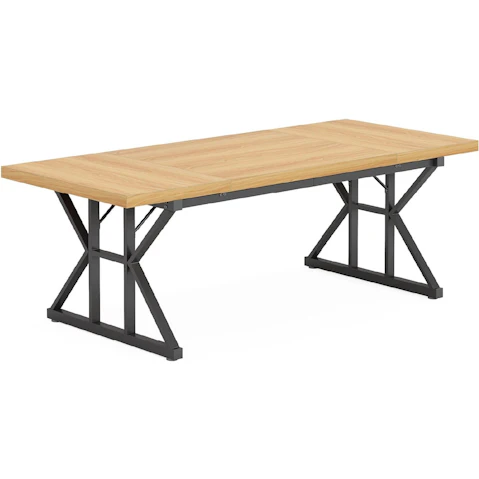 Oakory 180cm Office Desk with Light Walnut Top and Black X Frame