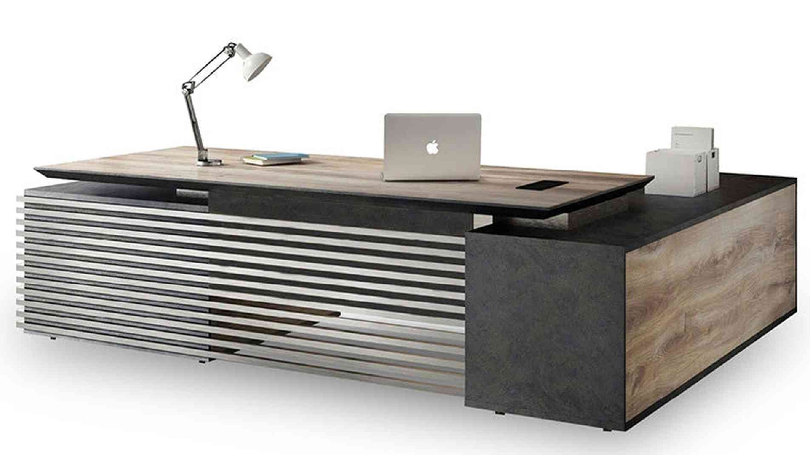 PHOENIX Executive Desk with Left Return 2.8m - Warm Oak & Black